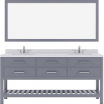 Caroline Estate 72" Double Bath Vanity in Gray with White Quartz Top and Round Sinks with Polished Chrome Faucets and Mirror