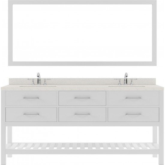 Caroline Estate 72" Double Bath Vanity in White with White Quartz Top and Round Sinks and Matching Mirrors
