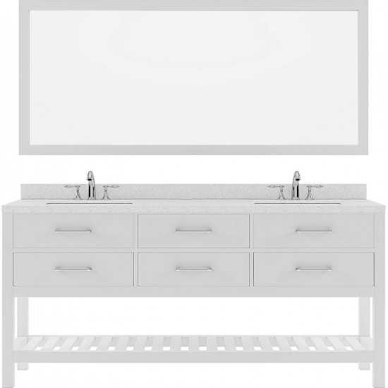 Caroline Estate 72" Double Bath Vanity in White with White Quartz Top and Round Sinks and Matching Mirror