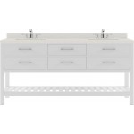 Caroline Estate 72" Double Bath Vanity in White with White Quartz Top and Round Sinks