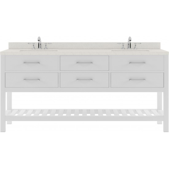 Caroline Estate 72" Double Bath Vanity in White with White Quartz Top and Round Sinks