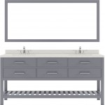 Caroline Estate 72" Double Bath Vanity in Gray with White Quartz Top and Square Sinks and Matching Mirrors