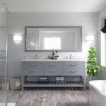 Caroline Estate 72" Double Bath Vanity in Gray with White Quartz Top and Square Sinks and Matching Mirrors