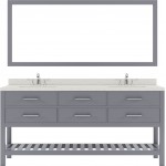 Caroline Estate 72" Double Bath Vanity in Gray with White Quartz Top and Square Sinks with Polished Chrome Faucets and Mirror