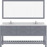 Caroline Estate 72" Double Bath Vanity in Gray with White Quartz Top and Square Sinks and Matching Mirror