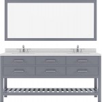 Caroline Estate 72" Double Bath Vanity in Gray with White Quartz Top and Square Sinks with Polished Chrome Faucets and Mirror