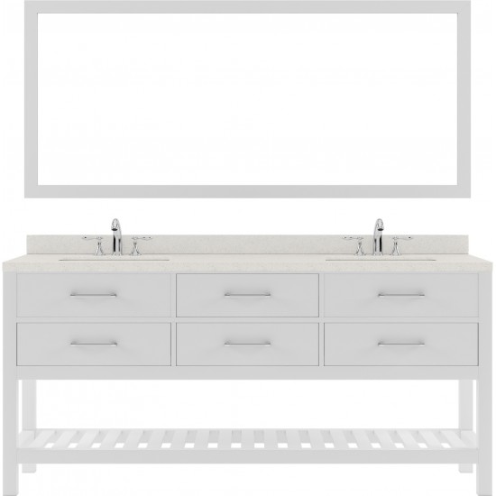 Caroline Estate 72" Double Bath Vanity in White with White Quartz Top and Square Sinks and Matching Mirrors