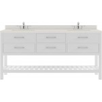 Caroline Estate 72" Double Bath Vanity in White with White Quartz Top and Square Sinks