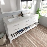 Caroline Estate 72" Double Bath Vanity in White with White Quartz Top and Square Sinks