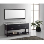 Caroline Estate 72" Double Bath Vanity in Espresso with White Marble Top and Round Sinks and Matching Mirror