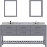 Caroline Estate 72" Double Bath Vanity in Gray with White Marble Top and Round Sinks and Matching Mirrors