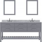 Caroline Estate 72" Double Bath Vanity in Gray with White Marble Top and Round Sinks with Polished Chrome Faucets and Mirrors