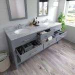 Caroline Estate 72" Double Bath Vanity in Gray with White Marble Top and Round Sinks with Polished Chrome Faucets and Mirrors