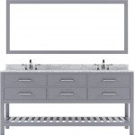 Caroline Estate 72" Double Bath Vanity in Gray with White Marble Top and Round Sinks and Matching Mirror