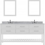 Caroline Estate 72" Double Bath Vanity in White with White Marble Top and Round Sinks and Matching Mirrors