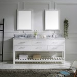 Caroline Estate 72" Double Bath Vanity in White with White Marble Top and Round Sinks and Matching Mirrors