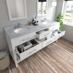 Caroline Estate 72" Double Bath Vanity in White with White Marble Top and Round Sinks and Matching Mirrors