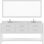 Caroline Estate 72" Double Bath Vanity in White with White Marble Top and Round Sinks with Brushed Nickel Faucets and Mirror