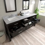 Caroline Estate 72" Double Bath Vanity in Espresso with White Marble Top and Square Sinks and Matching Mirrors