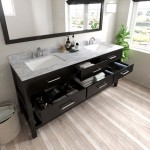 Caroline Estate 72" Double Bath Vanity in Espresso with White Marble Top and Square Sinks with Brushed Nickel Faucets and Mir