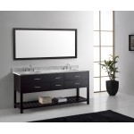 Caroline Estate 72" Double Bath Vanity in Espresso with White Marble Top and Square Sinks with Brushed Nickel Faucets and Mir