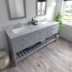 Caroline Estate 72" Double Bath Vanity in Gray with White Marble Top and Square Sinks and Matching Mirrors