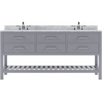 Caroline Estate 72" Double Bath Vanity in Gray with White Marble Top and Square Sinks