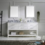 Caroline Estate 72" Double Bath Vanity in White with White Marble Top and Square Sinks with Polished Chrome Faucets and Mirro