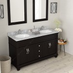 Victoria 60" Double Bath Vanity in Espresso with White Marble Top and Round Sinks and Matching Mirror