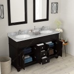 Victoria 60" Double Bath Vanity in Espresso with White Marble Top and Round Sinks and Matching Mirror