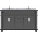 Victoria 60" Double Bath Vanity in Espresso with White Marble Top and Round Sinks