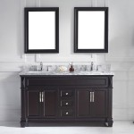 Victoria 60" Double Bath Vanity in Espresso with White Marble Top and Square Sinks with Polished Chrome Faucets and Mirror