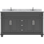 Victoria 60" Double Bath Vanity in Espresso with White Marble Top and Square Sinks