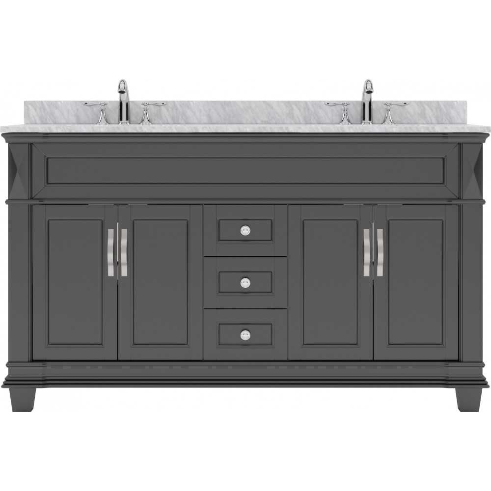 Victoria 60" Double Bath Vanity in Espresso with White Marble Top and Square Sinks