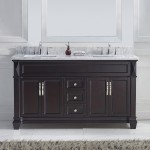 Victoria 60" Double Bath Vanity in Espresso with White Marble Top and Square Sinks