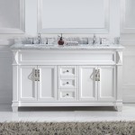 Victoria 60" Double Bath Vanity in White with White Marble Top and Square Sinks