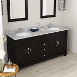 Victoria 72" Double Bath Vanity in Espresso with White Marble Top and Round Sinks with Polished Chrome Faucets and Mirror