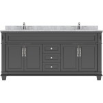 Victoria 72" Double Bath Vanity in Espresso with White Marble Top and Round Sinks