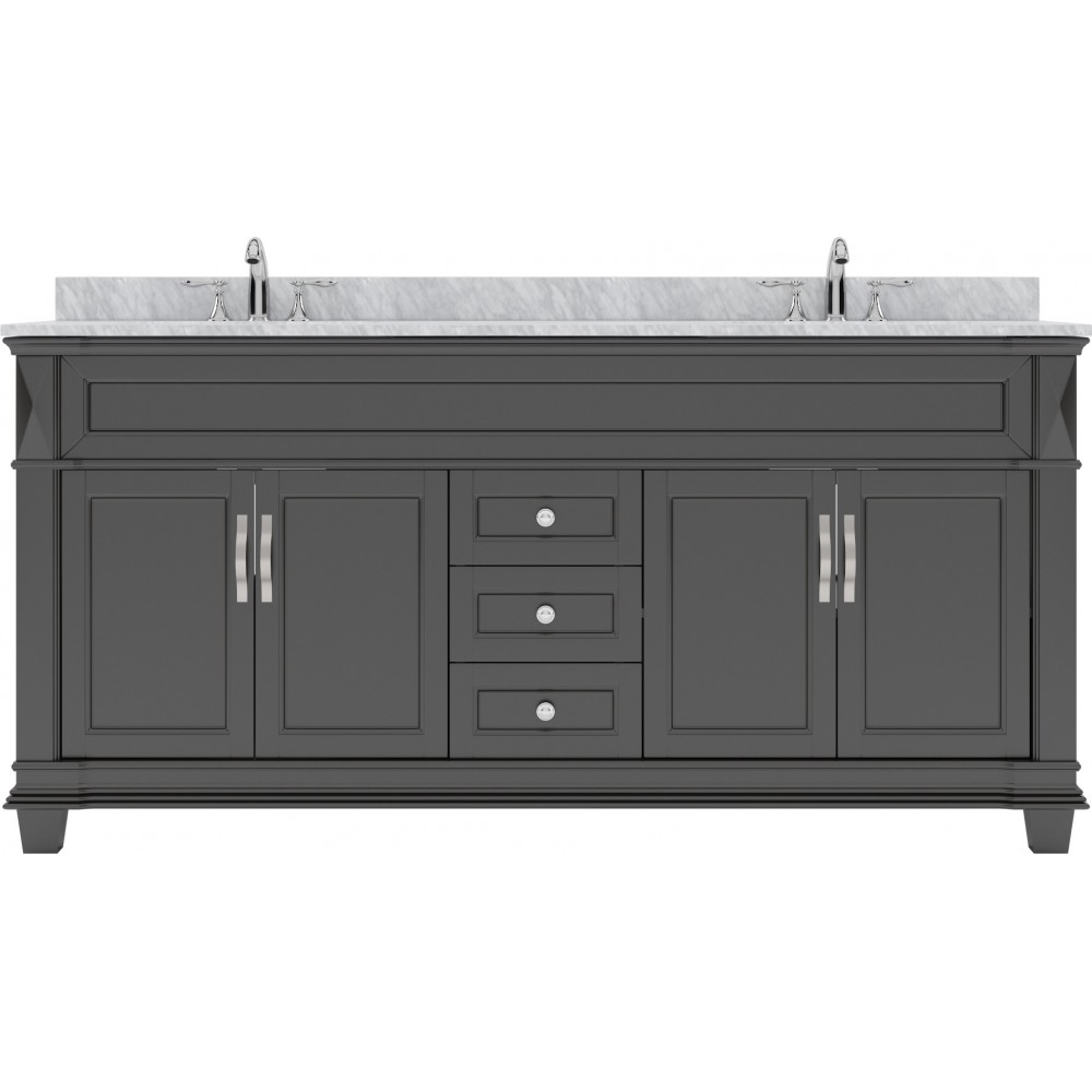 Victoria 72" Double Bath Vanity in Espresso with White Marble Top and Round Sinks