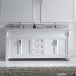 Victoria 72" Double Bath Vanity in White with White Marble Top and Round Sinks