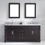 Victoria 72" Double Bath Vanity in Espresso with White Marble Top and Square Sinks with Brushed Nickel Faucets and Mirror