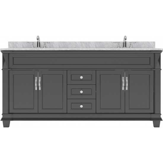 Victoria 72" Double Bath Vanity in Espresso with White Marble Top and Square Sinks