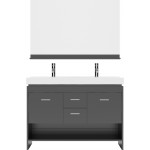 Gloria 48" Double Bath Vanity in Espresso and Square Sinks and Matching Mirror