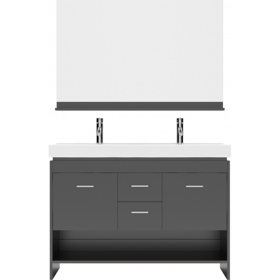 Gloria 48" Double Bath Vanity in Espresso and Square Sinks and Matching Mirror