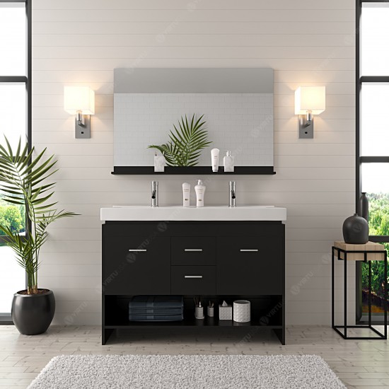 Gloria 48" Double Bath Vanity in Espresso and Square Sinks and Matching Mirror