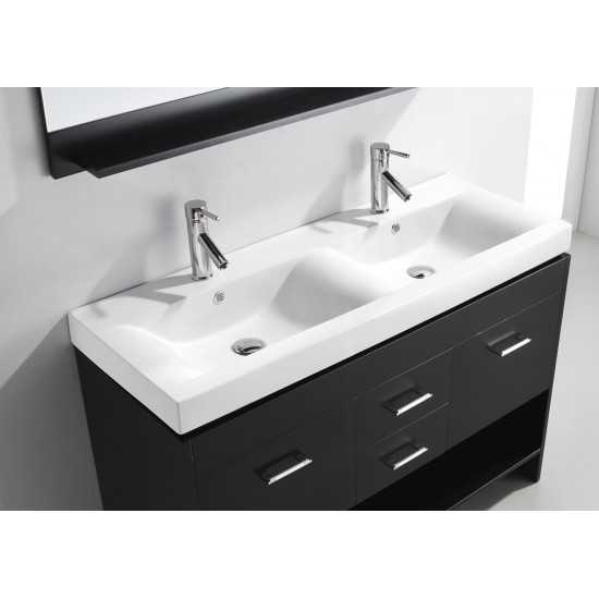 Gloria 48" Double Bath Vanity in Espresso and Square Sinks and Matching Mirror