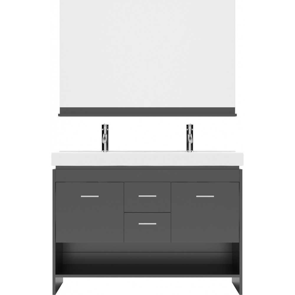 Gloria 48" Double Bath Vanity in Espresso and Square Sinks with Brushed Nickel Faucets and Matching Mirror