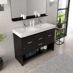 Gloria 48" Double Bath Vanity in Espresso and Square Sinks with Brushed Nickel Faucets and Matching Mirror