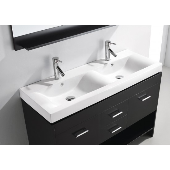 Gloria 48" Double Bath Vanity in Espresso and Square Sinks with Brushed Nickel Faucets and Matching Mirror