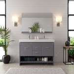 Gloria 48" Double Bath Vanity in Gray and Square Sinks and Matching Mirror